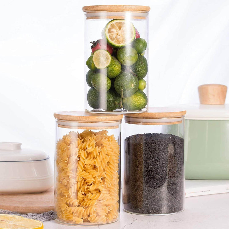 Round Glass Cylinder With Bamboo Lid (12x8cm)(Each)