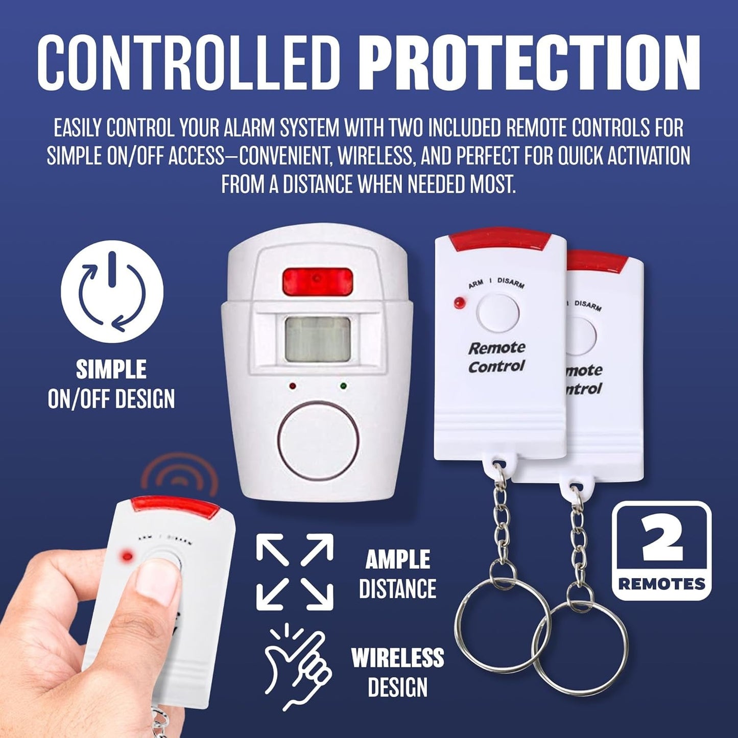 Motion Sensor Alarm with 2 Remote Controls