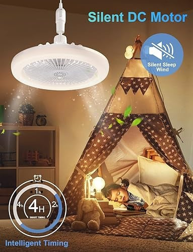 Enclosed Ceiling Fan with Light and Remote