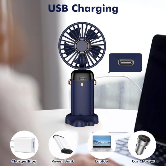 Mini Portable Fan USB Rechargeable With Digital Display