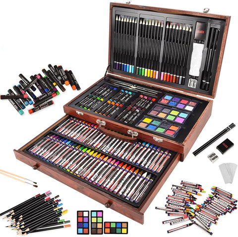 Deluxe Art Set In Wooden Case With Drawer And Handle