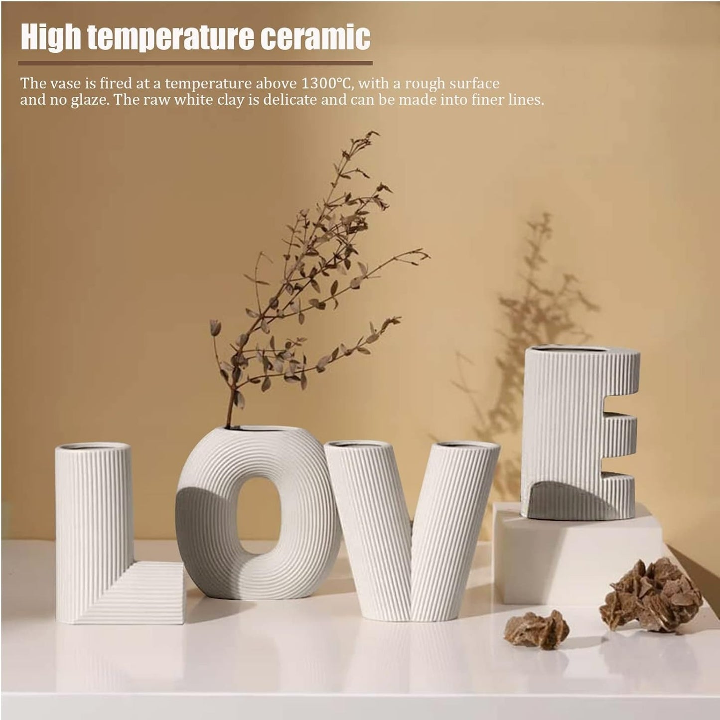 Ceramic Modern Minimalist Design Decorative Love Letter Vases Set (4 pcs)(15.5cm)