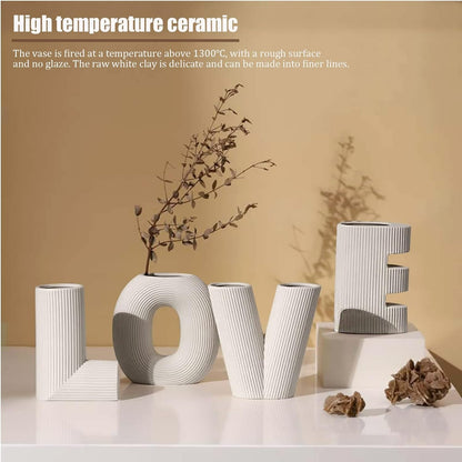 Ceramic Modern Minimalist Design Decorative Love Letter Vases Set (4 pcs)(15.5cm)