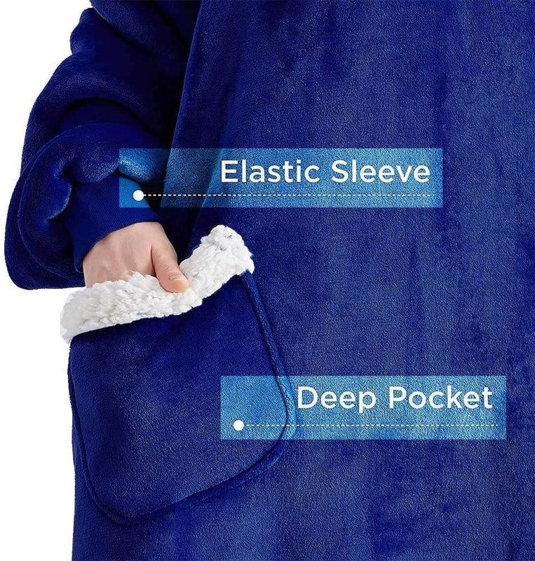 Longer Fleece Huggle Hoodie (Navy)