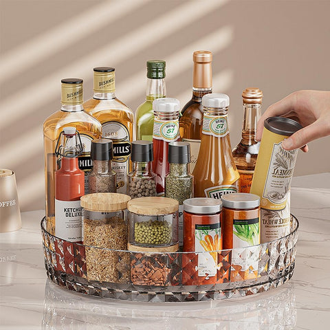 Rotating Round Acrylic Faceted Tray - Alt View