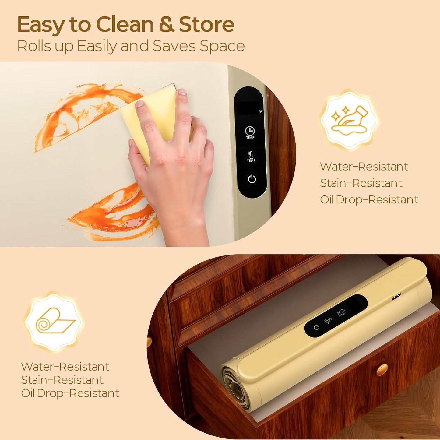 Foldable Silicone Food Warming Tray with Digital Control