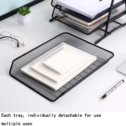 Metal Mesh Paper Tray Desk Organiser (2 Tier)
