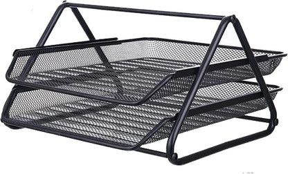 Metal Mesh Paper Tray Desk Organiser (2 Tier)