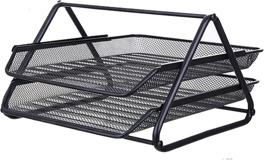 Metal Mesh Paper Tray Desk Organiser (2 Tier)