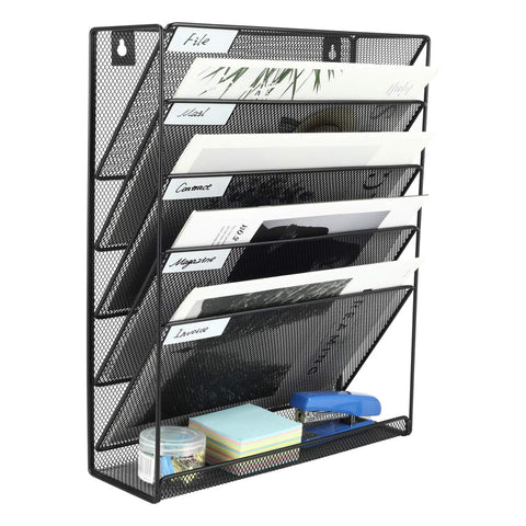 Wall‑Mounted Mesh File Organiser (5 Tier) - Alt View