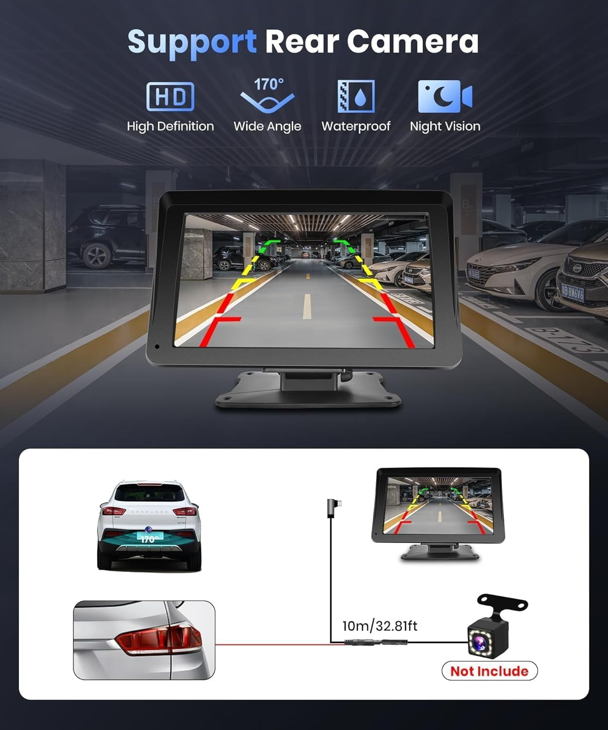 7 inch CarPlay Dashboard Display with Phone Mount