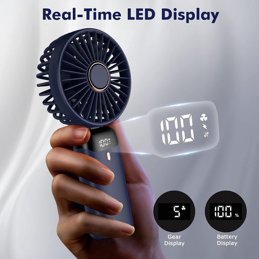 Mini Portable Fan USB Rechargeable With Digital Display