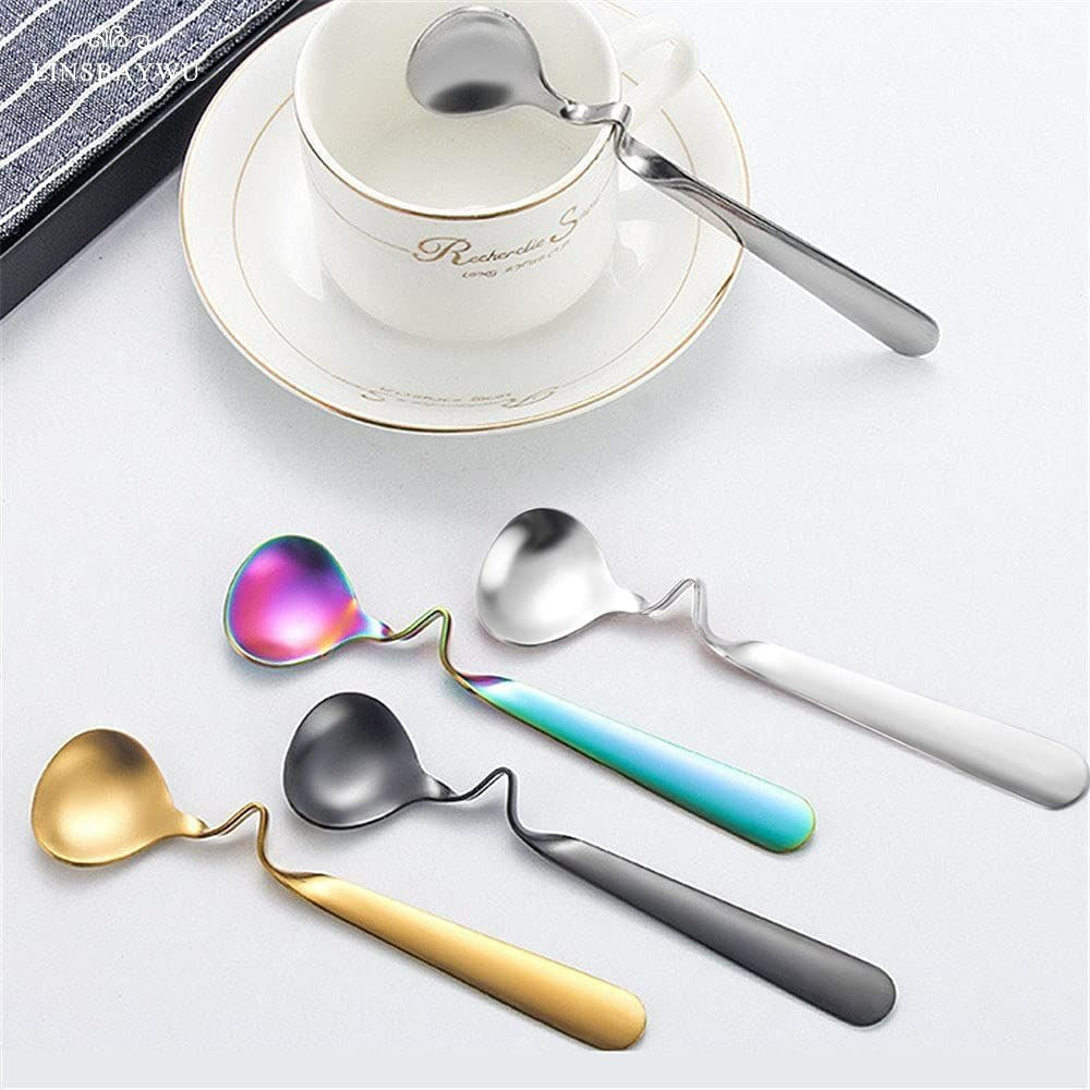 Curved Coffee Spoon Set (6 pcs)(14cm)(Rose Gold)