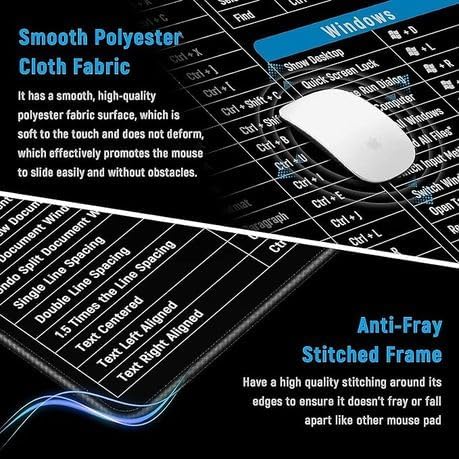 Large Professional Keyboard Shortcut Reference Mouse Pad
