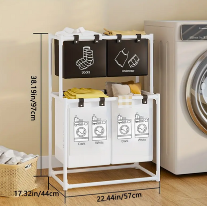 4in1 Laundry Sorter Basket (2 Tier)