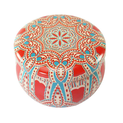 Rose Aroma Candle In Colourful Patterned Tin (65ml)