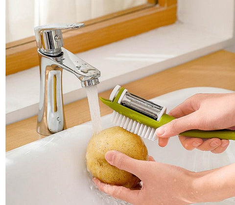 Multifunctional Vegetable Peeler With Cleaning Brush - Alt View