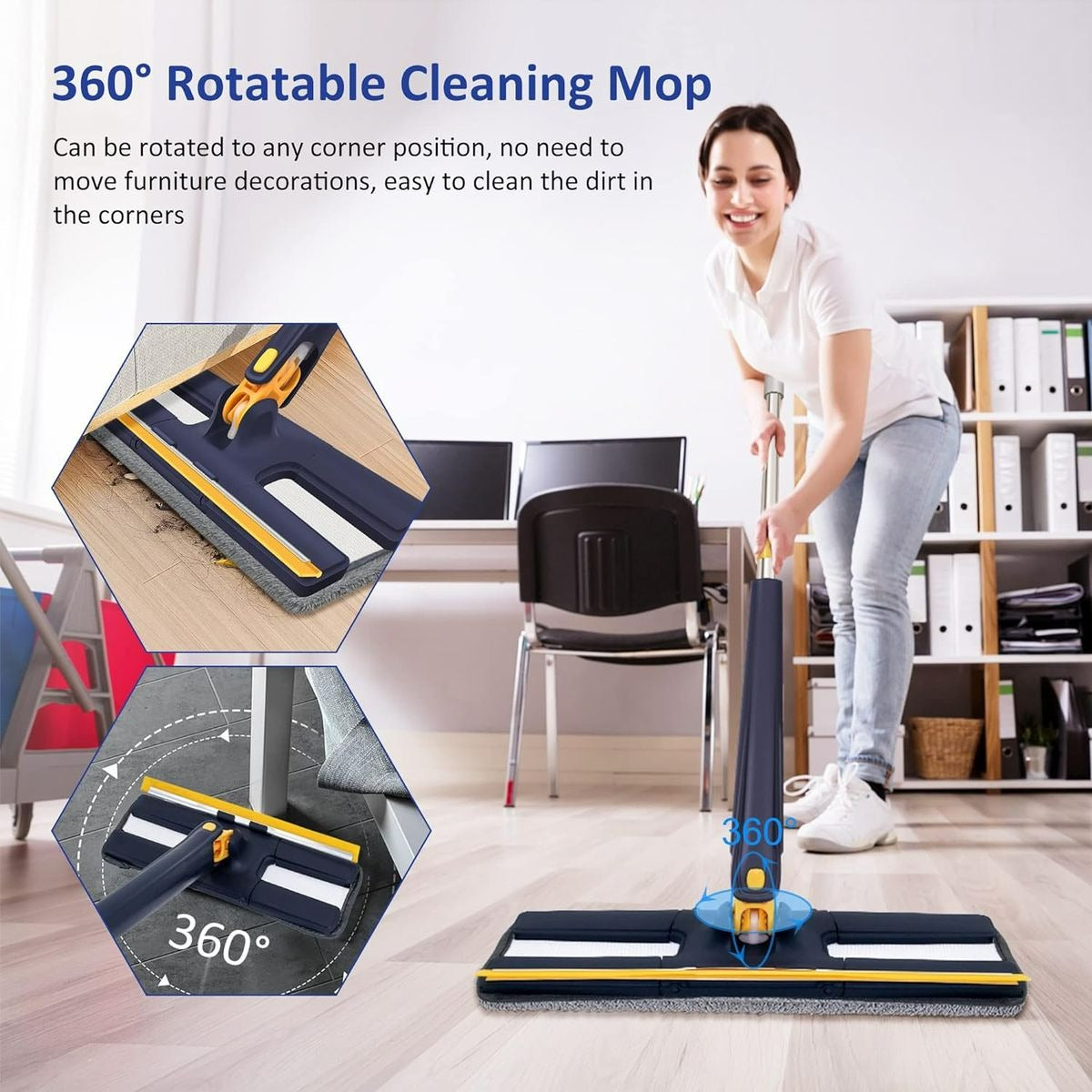 H-Shape Rotatable Adjustable Squeeze Mop