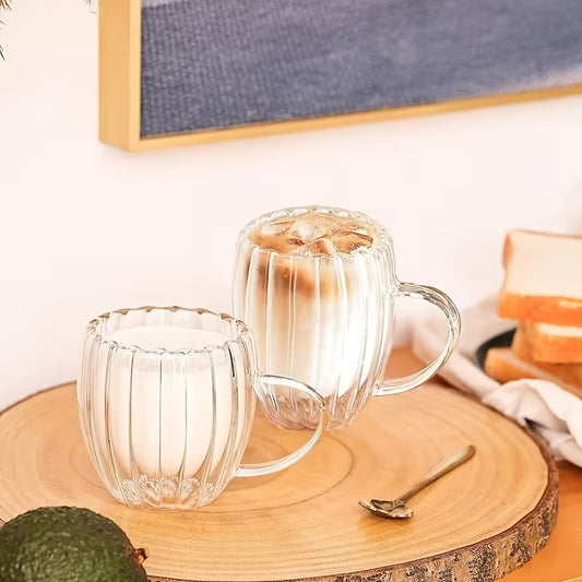 Double Wall Glass Coffee Mugs Set (250ml)