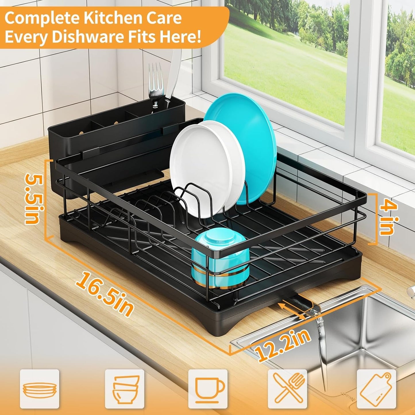 Dish Drying Rack With Drainage Spout