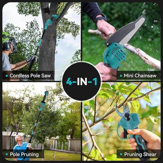 4in1 Cordless Pole Mini Saw And Pruning Shear (2x48v Batteries) - DMC Wholesale