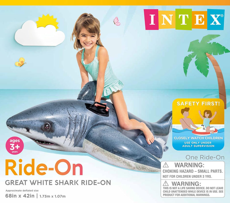 Great White Shark Ride-On Inflatable Pool Float