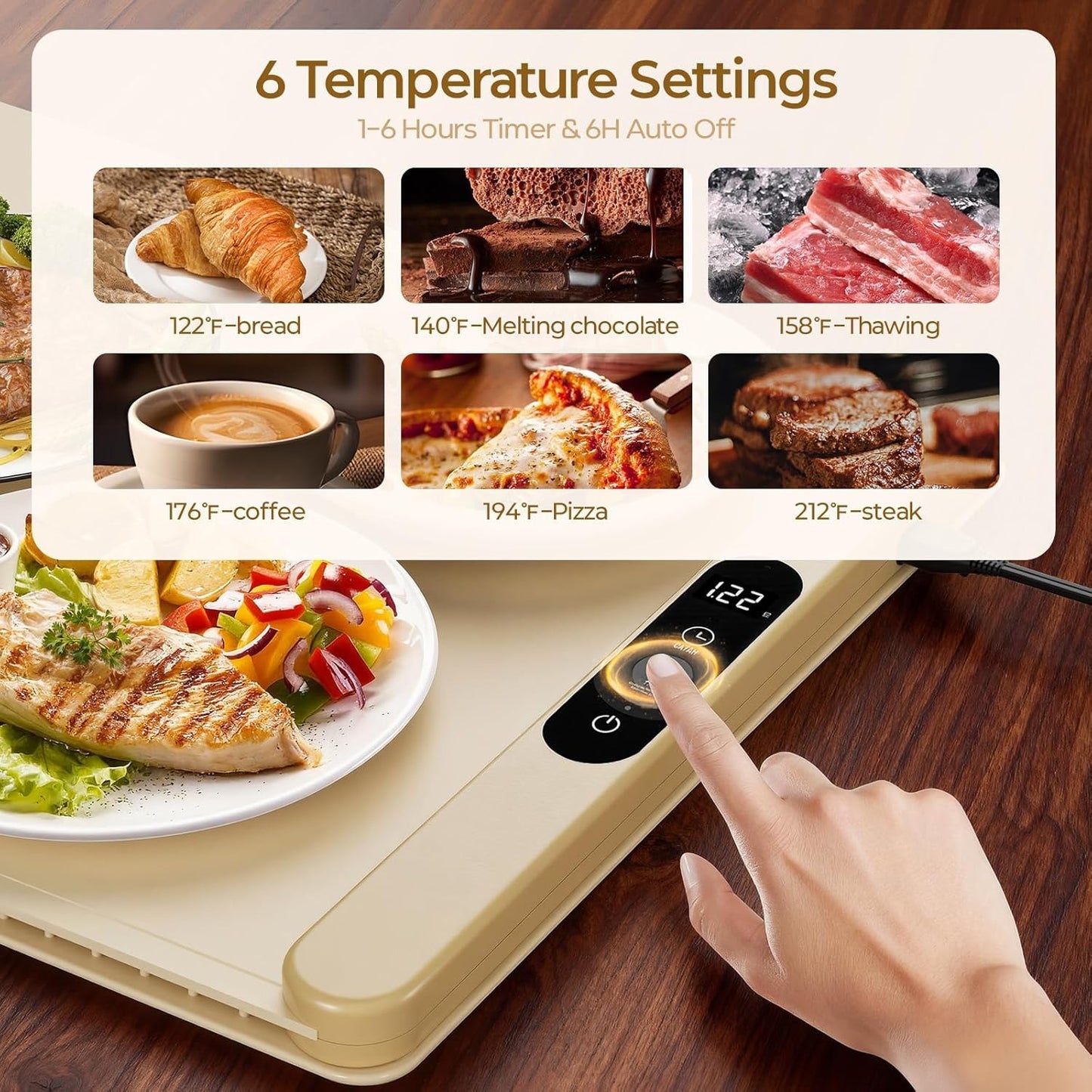 Foldable Silicone Food Warming Tray with Digital Control