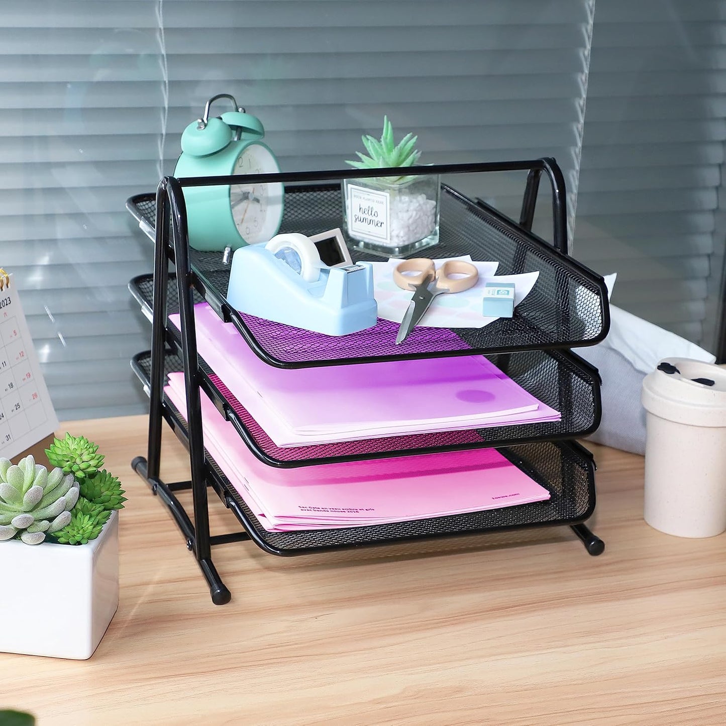 Metal Mesh Paper Tray Desk Organiser (3 Tier)