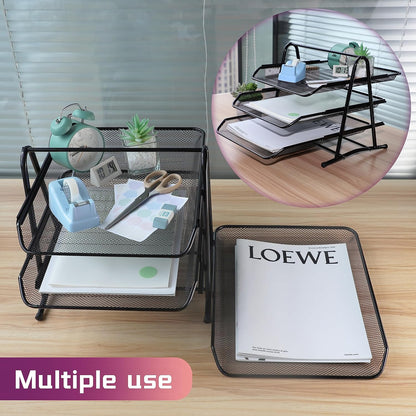 Metal Mesh Paper Tray Desk Organiser (3 Tier)