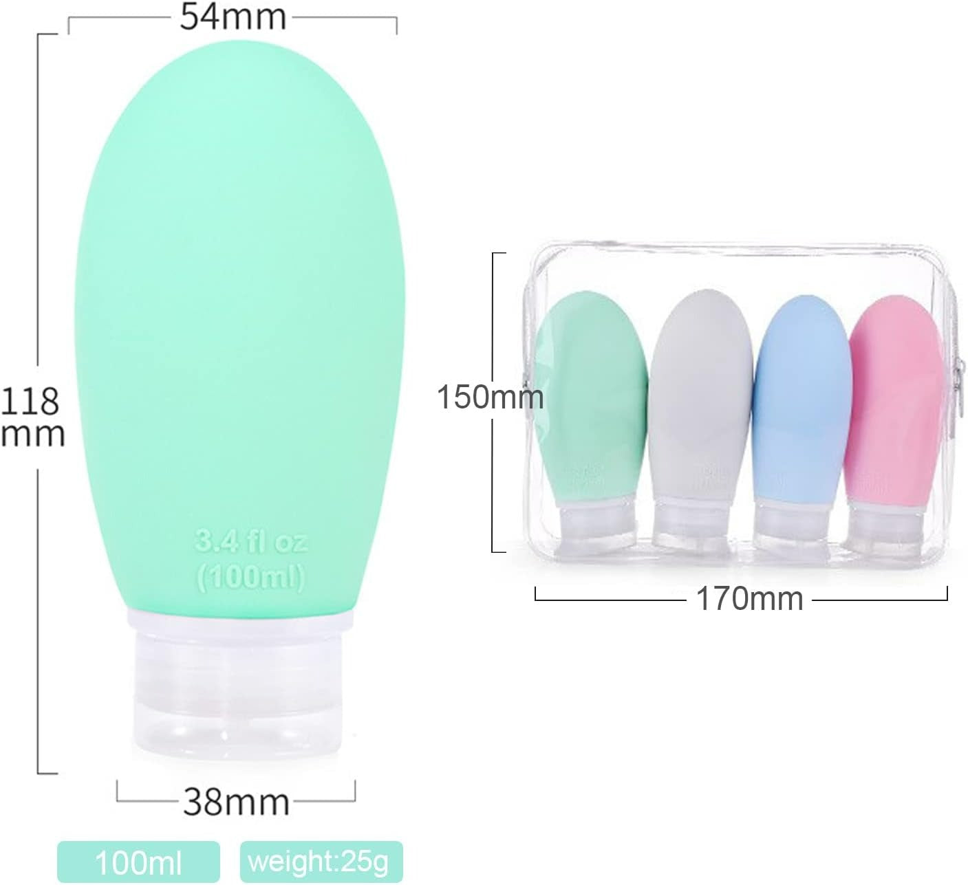 Silicone Travel Bottle Set (4 pcs)(90ml)