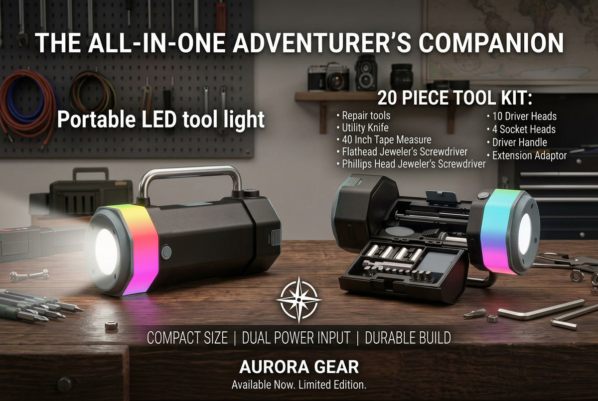 20-Piece Tool Kit with Rechargeable LED Work Light