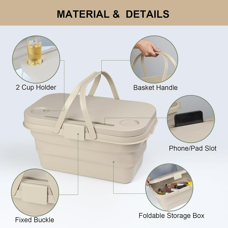 3in1 Collapsible Picnic Basket, Basin And Table