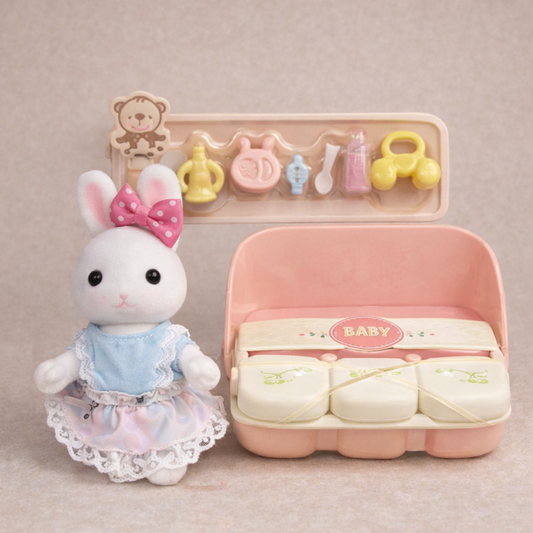 Mother Rabbit With Baby Carriage Play Toy Set (9 pcs)(Nursery Collection)