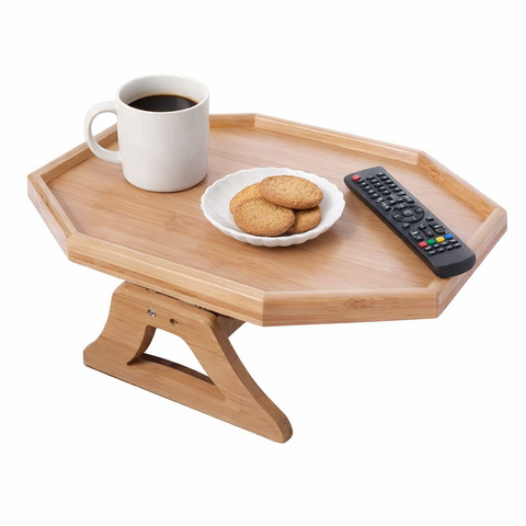Natural Bamboo Foldable Octagon Serving Tray Table (24x33cm) - Alt View