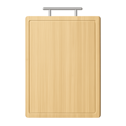 Bamboo Cutting Board With Stainless Steel Handle