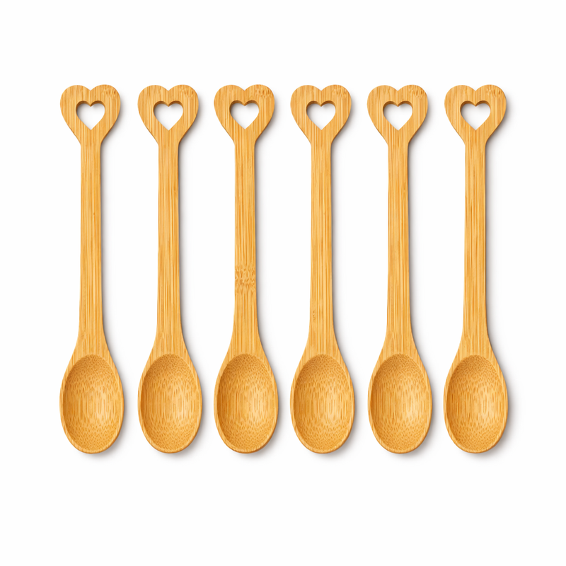 Wooden Hearted Spoon Set (6 pcs)