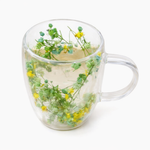 Double Walled Glass Cup (350ml)(Yellow Green Blue Flowers)