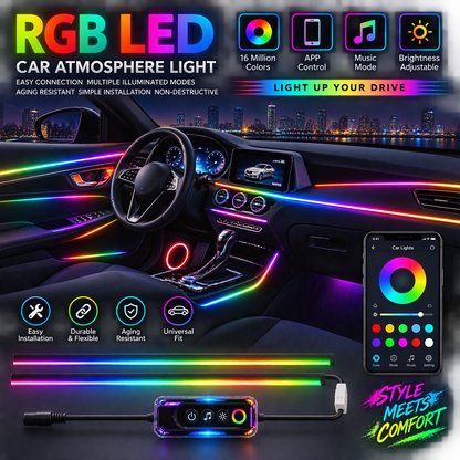 RGB Car Ambient Interior Lighting Strip with App Control