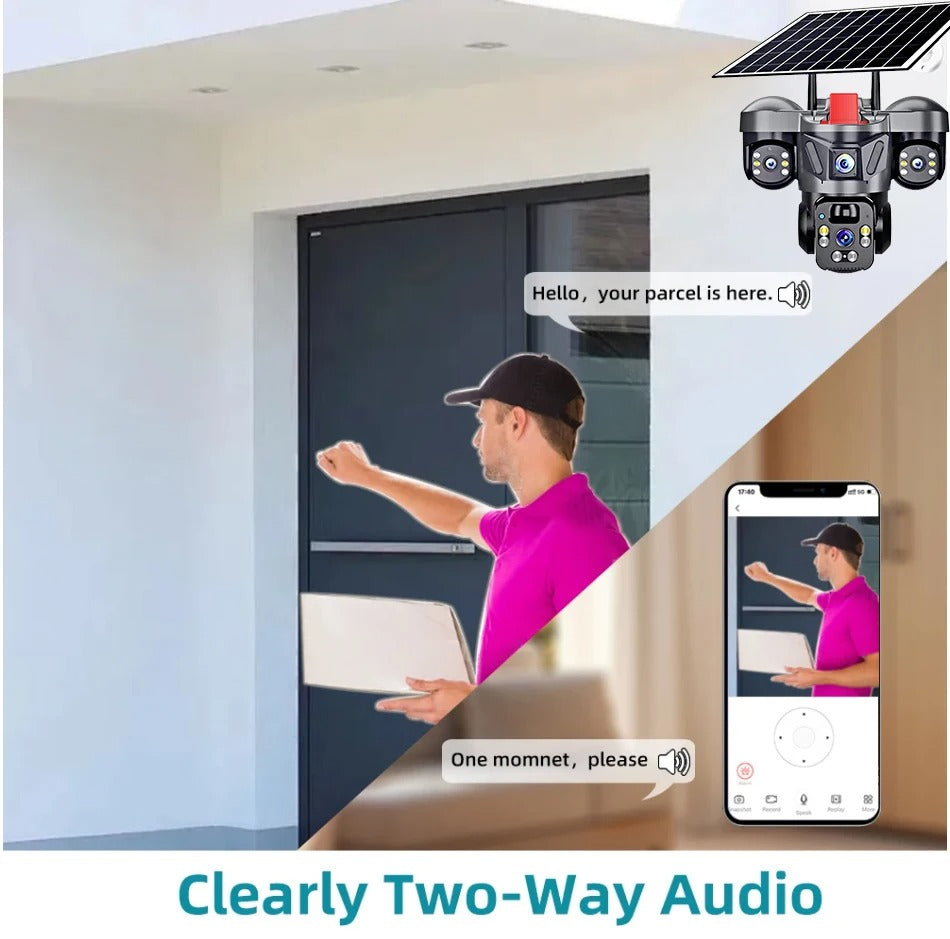 Triple Lens Camera WiFi Solar Security PTZ Camera