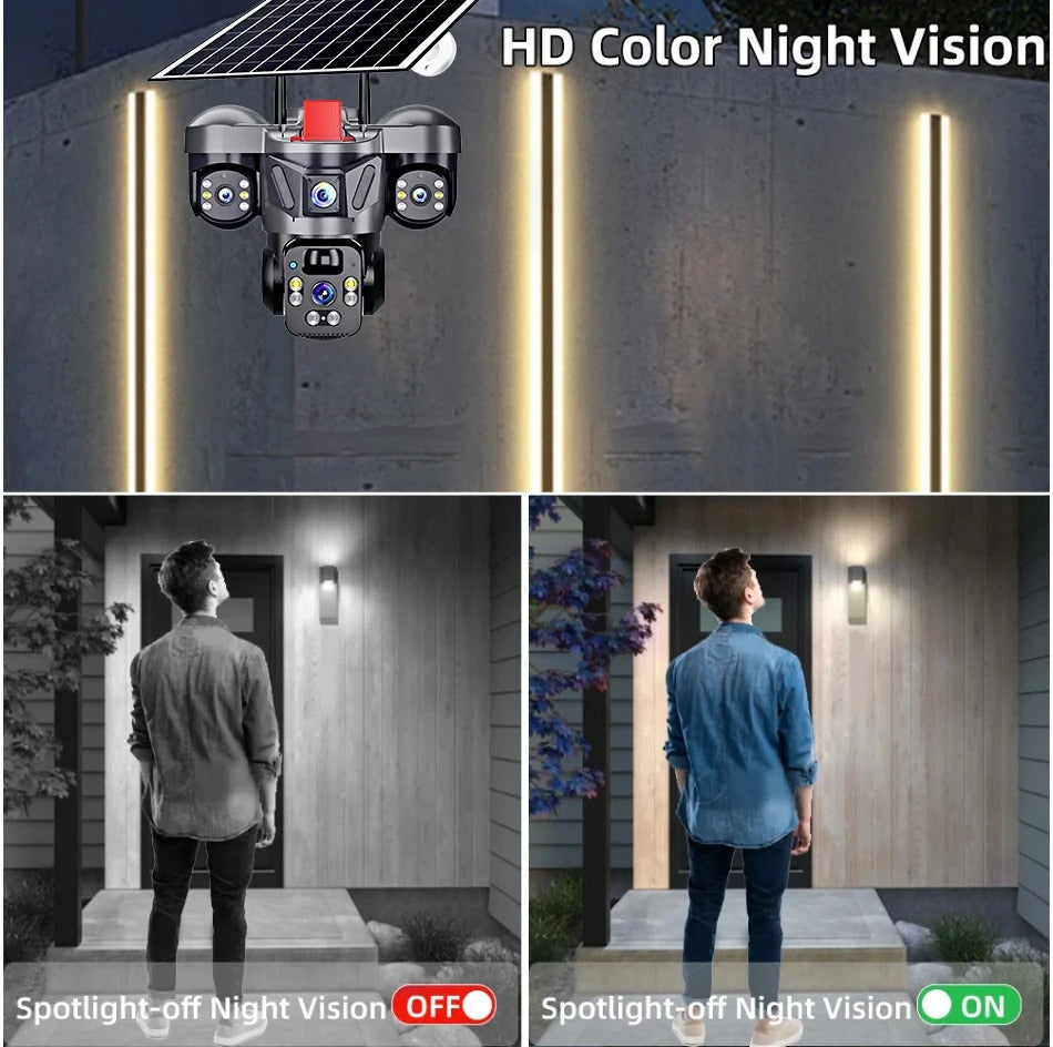 Triple Lens Camera WiFi Solar Security PTZ Camera