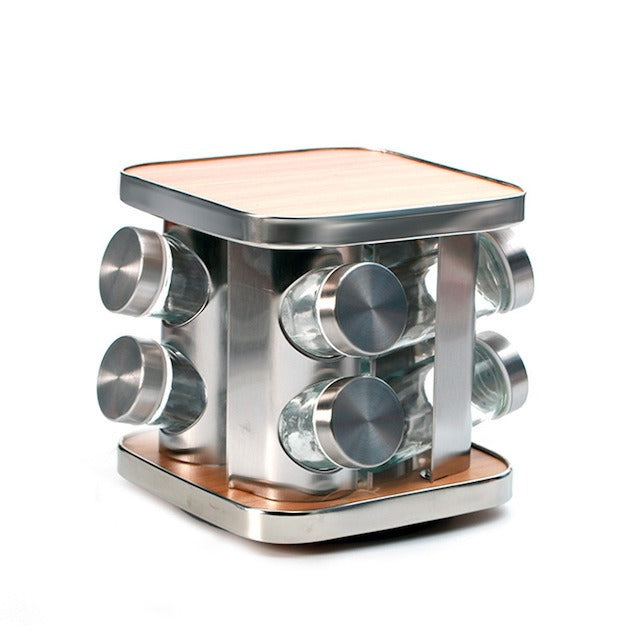 Deluxe Rotating Spice Rack Set – 8 Glass Jars