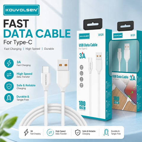 KOUVOLSEN Type-C USB Fast Data Cable 3A 100cm