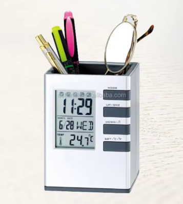 Alarm Pen Holder Clock With Temperature