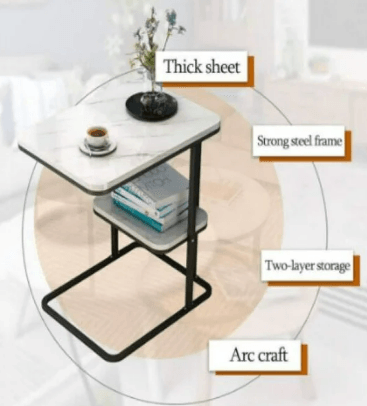 Solid Wood Side Table With Marble Finish