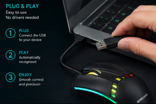 USB Illuminated Wired Mouse with RGB Lighting