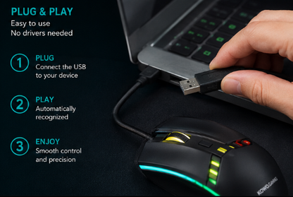 USB Illuminated Wired Mouse with RGB Lighting
