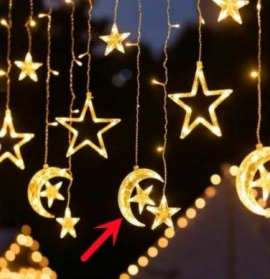 Star And Moon Battery Operated String Lights (20L)(3M)(Yellow)