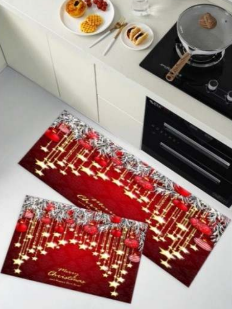 Kitchen Mat Set (3D)(2 pcs)(Christmas Message)