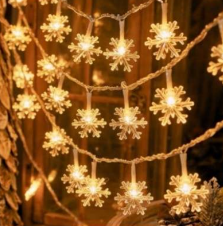 Battery Operated Snow Flake String Lights (20L)(3M)(Yellow)