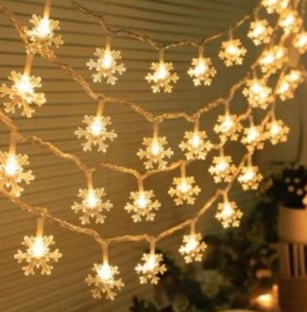 Battery Operated Snow Flake String Lights (20L)(3M)(Yellow)